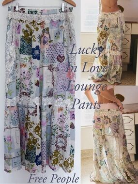 NWT Free People Intimately Lucky in Love Lounge Pants in Ivory Size Large